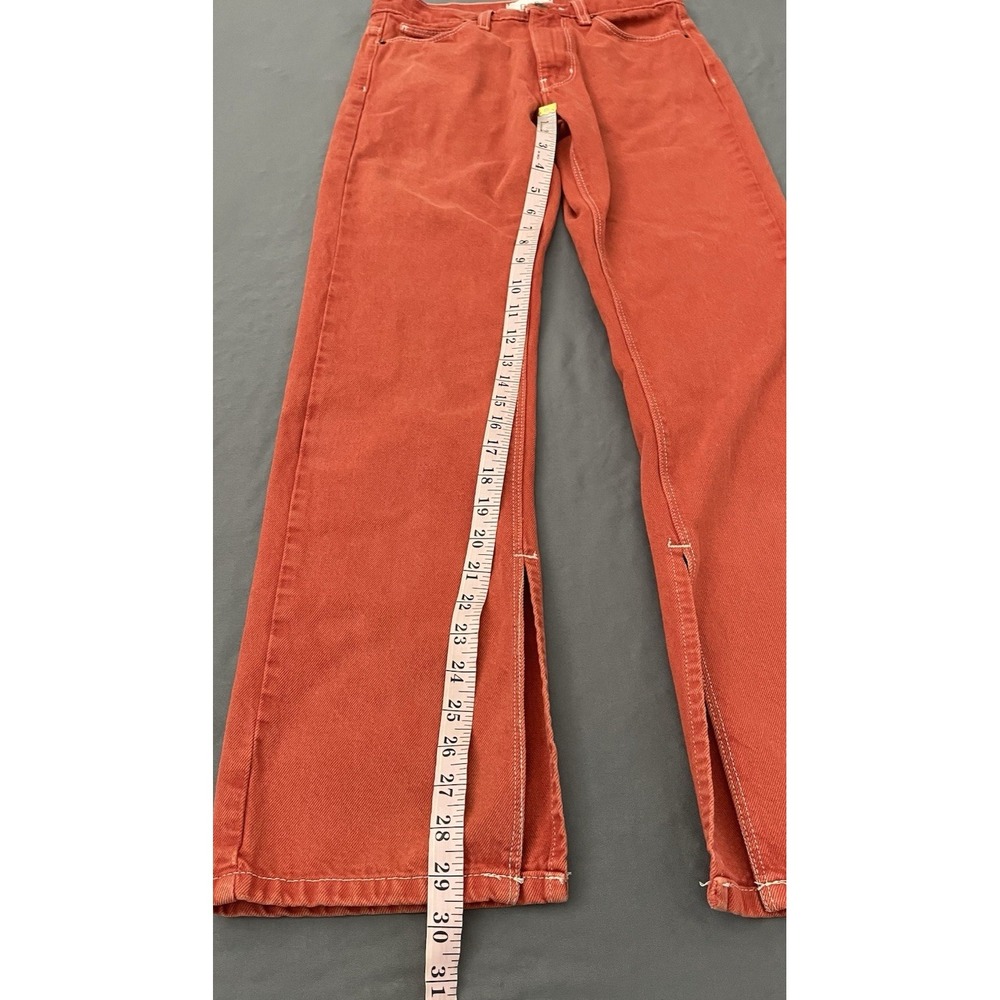 BDG Urban Outfitters Jeans Womens Sz 25 Coral Orange High Straight Leg Split Hem - Picture 13 of 15